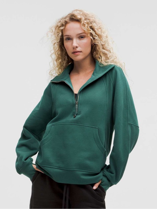 lululemon athletica Tops - Lululemon Scuba Oversized Funnel-Neck Half Zip Long Storm Teal XS/S